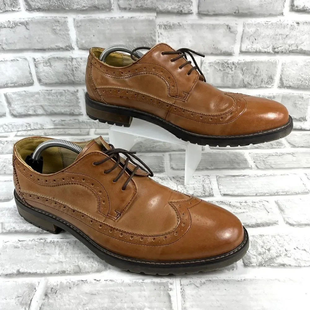 Steve Madden Remaine Men’s Size 11 Brown Leather Wingtip Oxfords Shoes